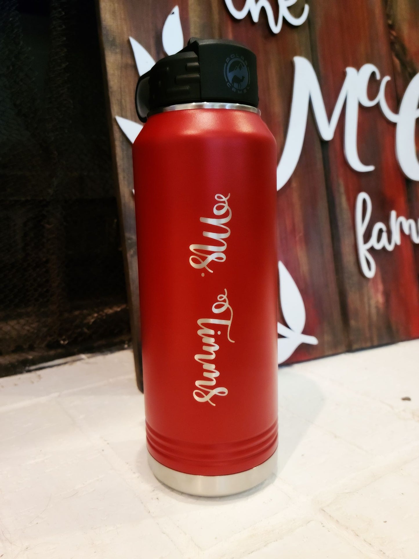 Custom Text Laser Engraved Water Bottle