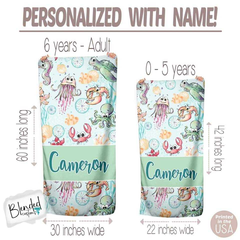 Sea Animal Personalized Beach Towel