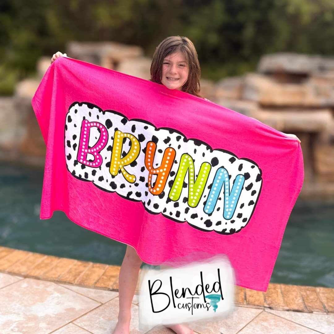 Personalized Dalmatian Dots Beach Towels