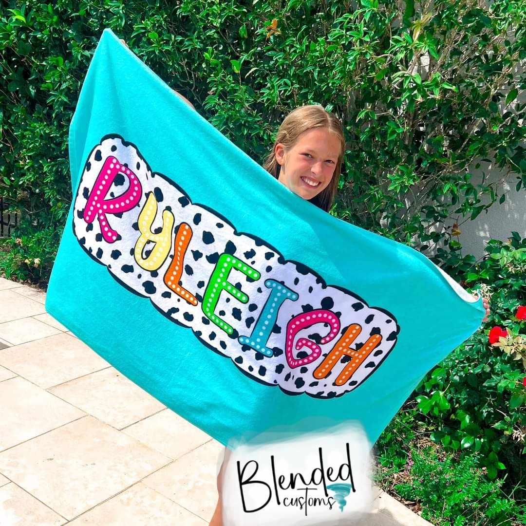 Personalized Dalmatian Dots Beach Towels