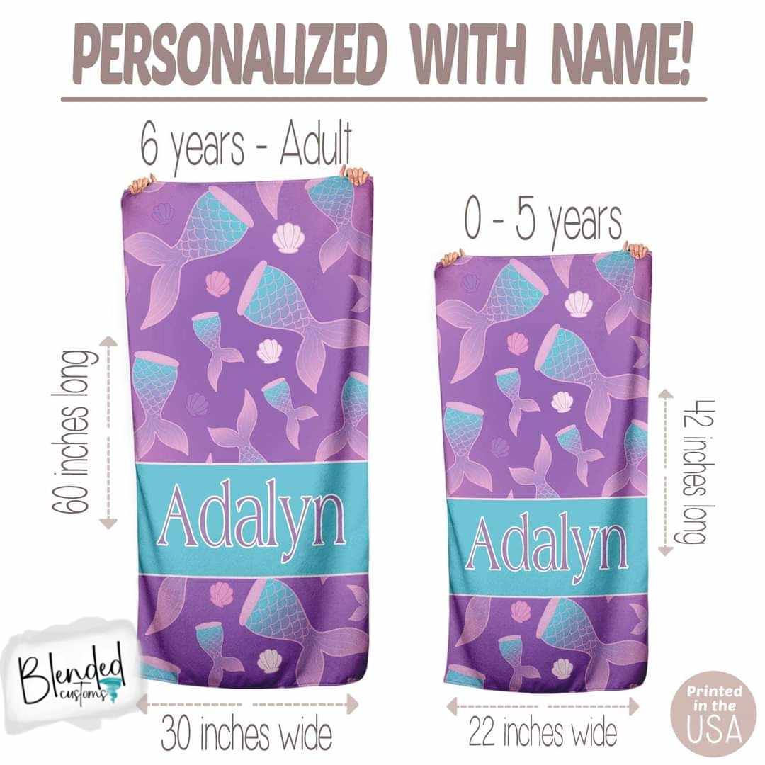Mermaid Personalized Beach Towel