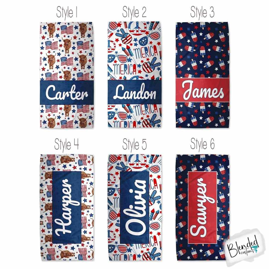 Red, White, & Blue Personalized Beach Towel