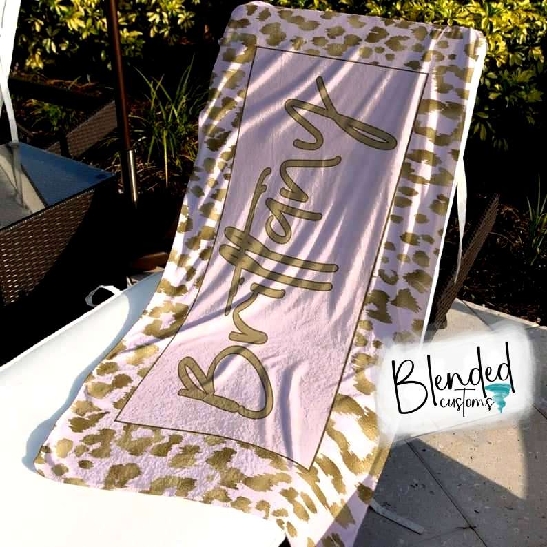 Leopard Print Personalized Beach Towel