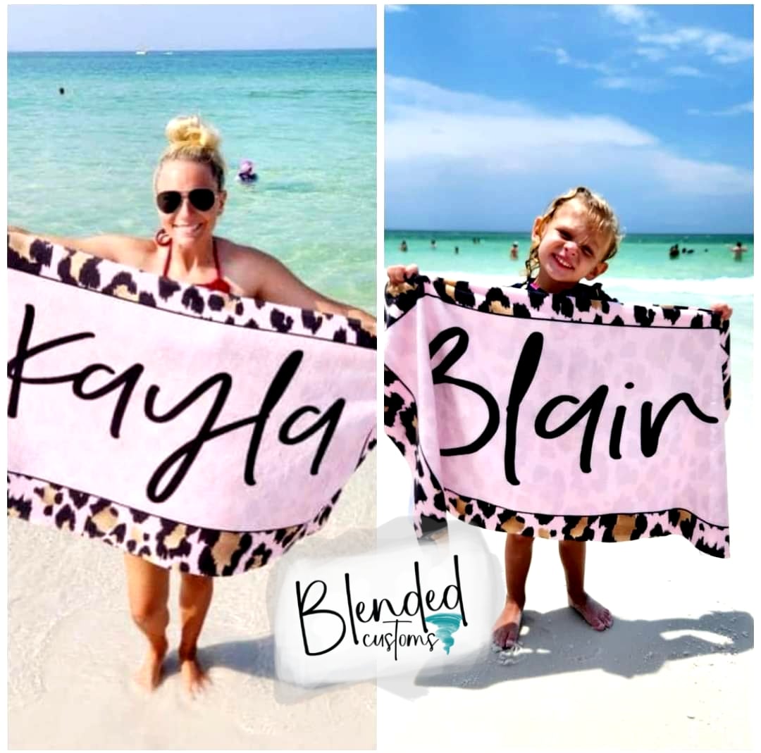 Leopard Print Personalized Beach Towel