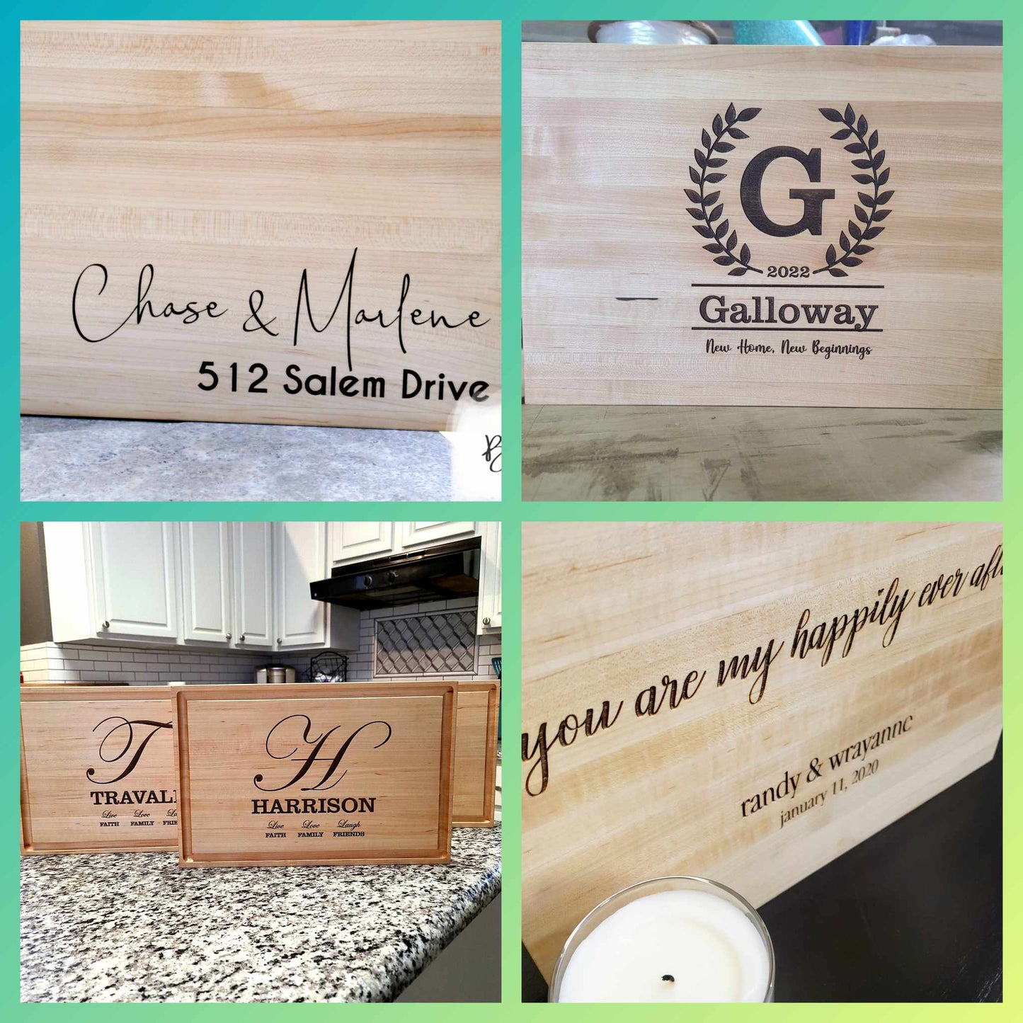 Custom Text Laser Engraved Cutting Board