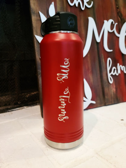 Custom Text Laser Engraved Water Bottle - Double Side Engraving