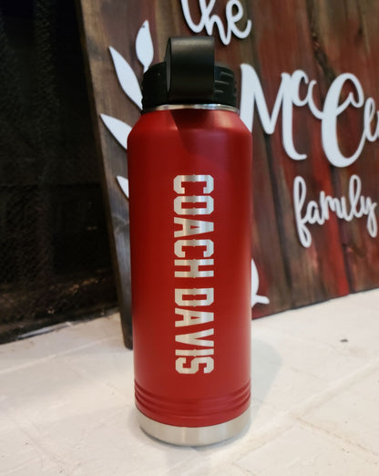 Custom Text Laser Engraved Water Bottle - Double Side Engraving