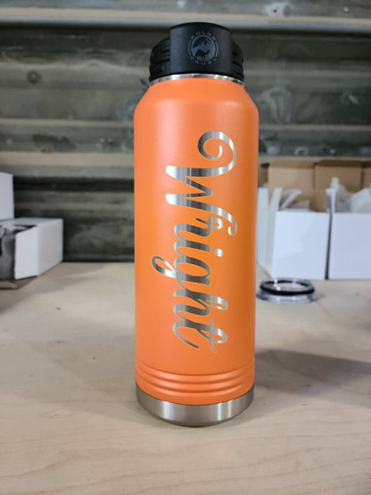 Custom Text Laser Engraved Water Bottle - Double Side Engraving