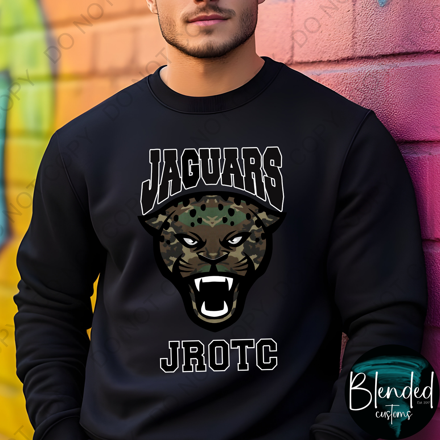 Horn Jaguar Camo JROTC Crewneck - Exclusive Design by Blended Customs