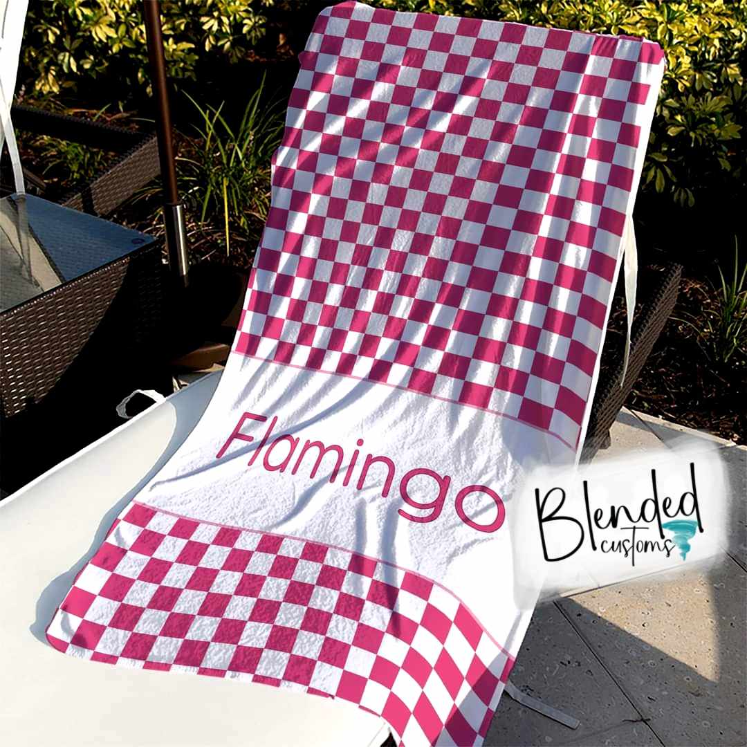 Gingham Personalized Beach Towel