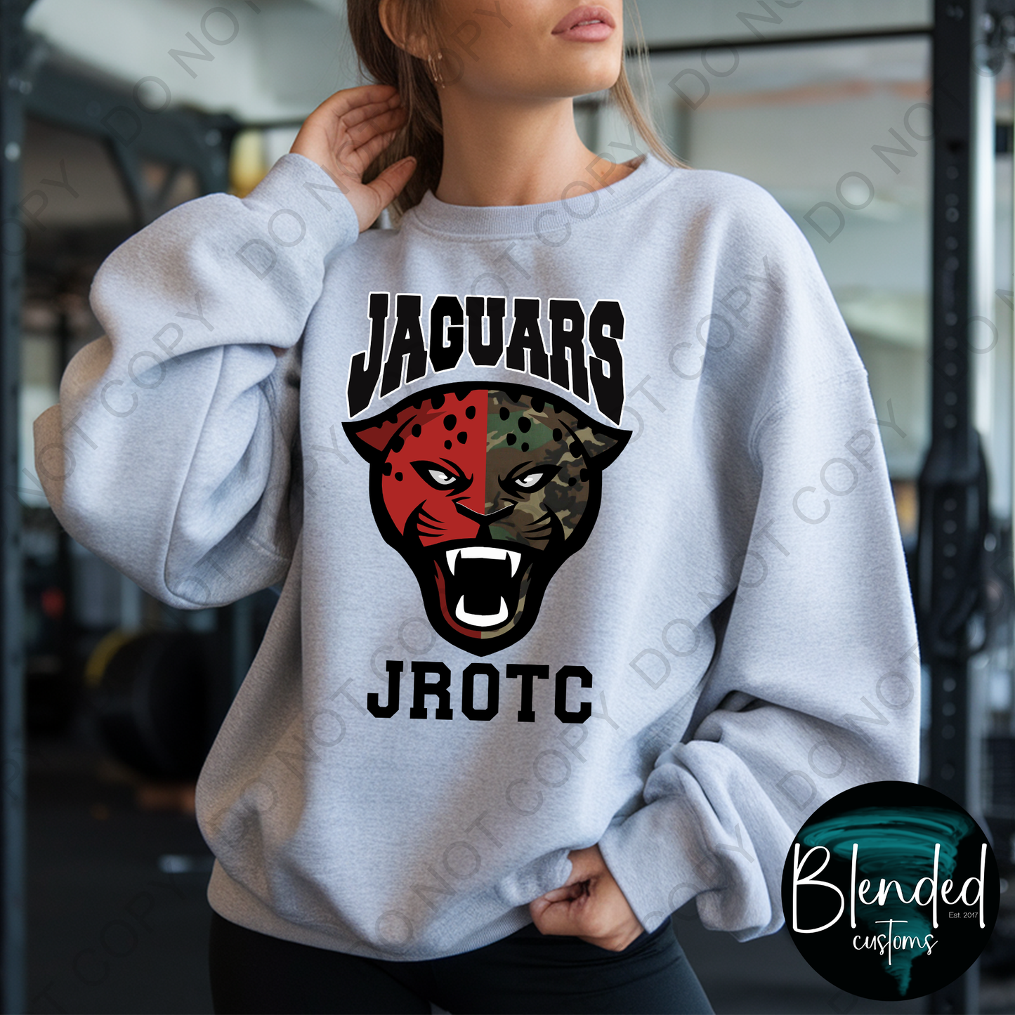 Horn Jaguar Half Camo JROTC Crewneck - Exclusive Design by Blended Customs