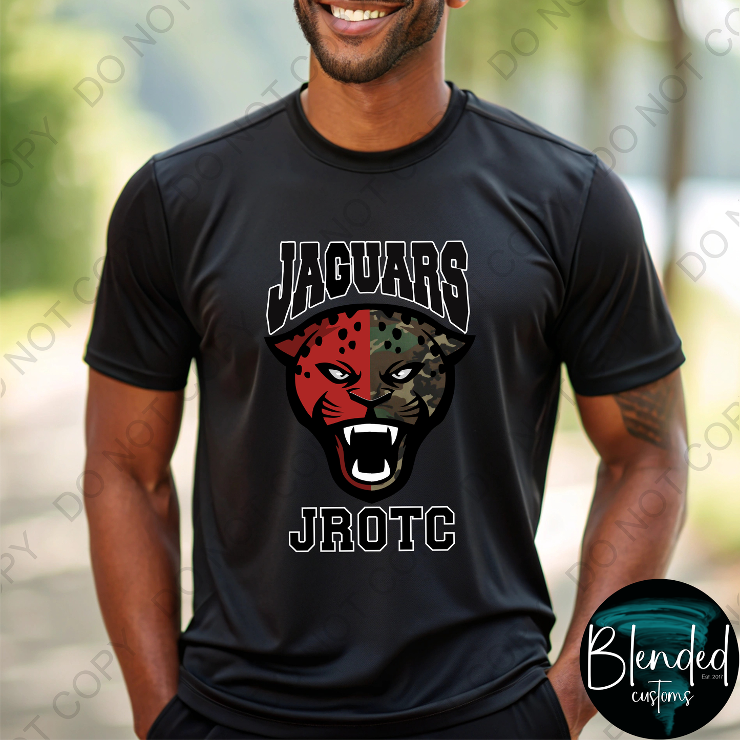 Horn Jaguar Half Camo JROTC T-Shirt - Exclusive Design by Blended Customs