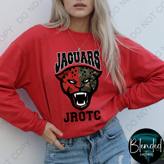 Horn Jaguar Half Camo JROTC Long Sleeve Shirt- Exclusive Design by Blended Customs