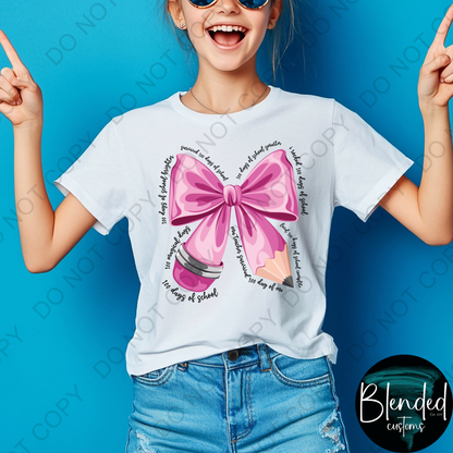 Pencil Bow 100 Days of School Shirt