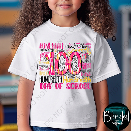 Word Art 100 Days of School Shirt