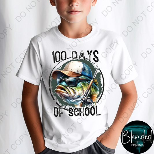 Fishing 100 Days of School Shirt