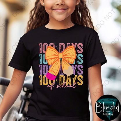 Pencil Bow 100 Days of School Shirt