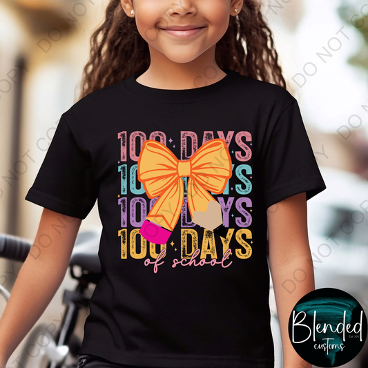 Pencil Bow 100 Days of School Shirt