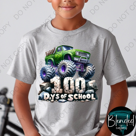 Monster Truck 100 Days of School Shirt