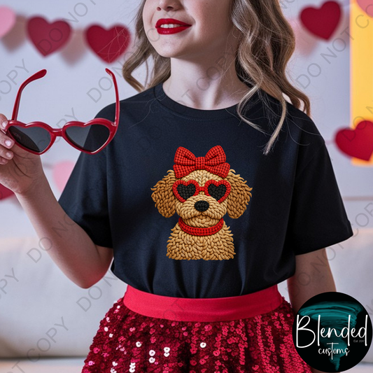 Kids Faux Quilted Dog Valentine Shirt