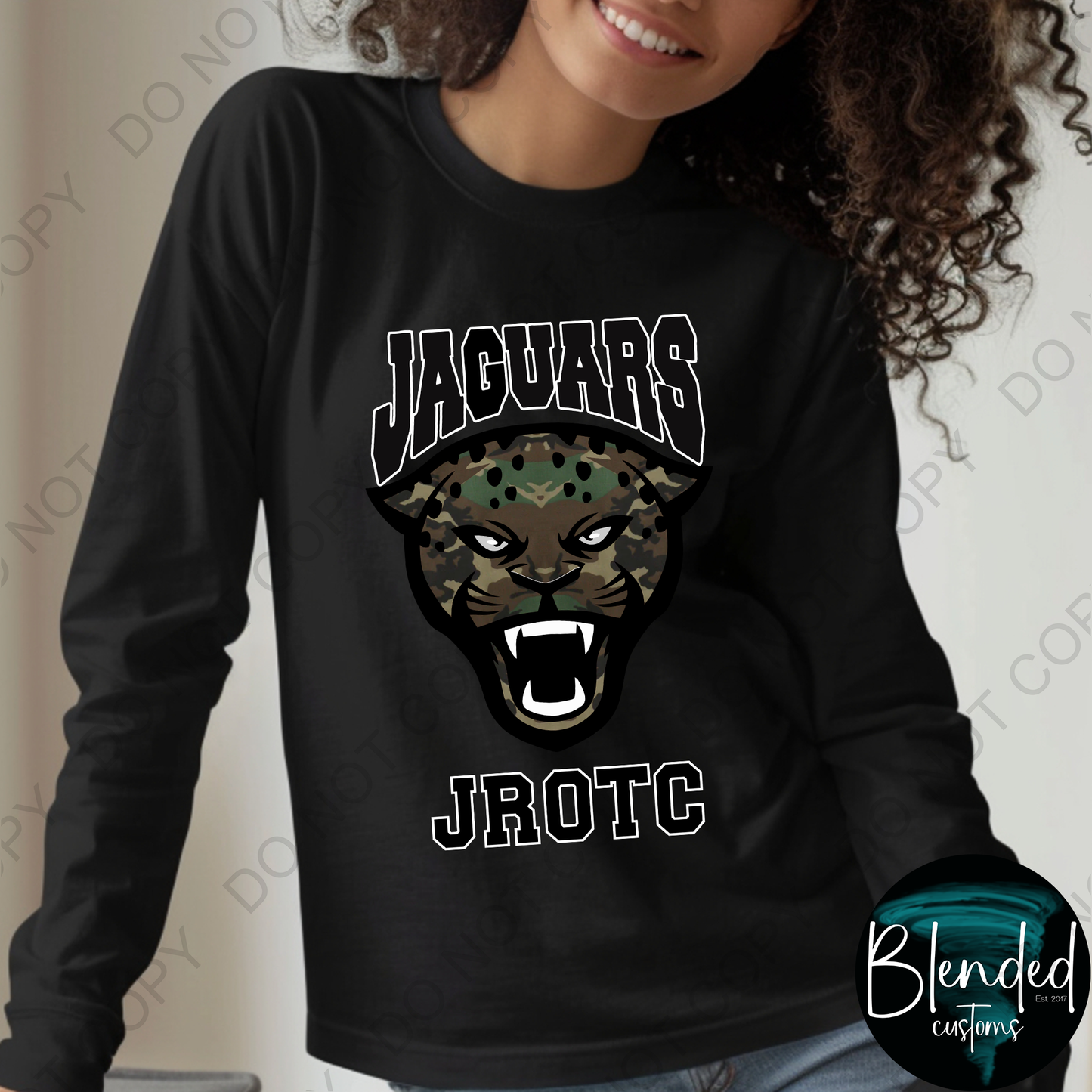 Horn Jaguar Camo JROTC Long Sleeve Shirt - Exclusive Design by Blended Customs