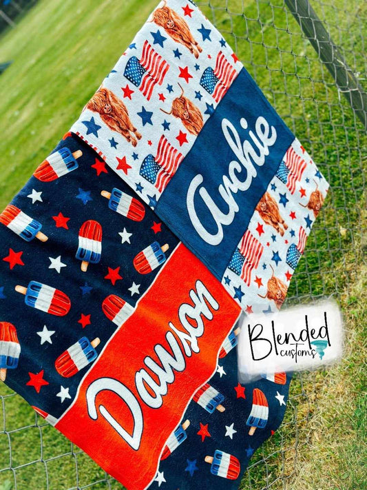 Red, White, & Blue Personalized Beach Towel