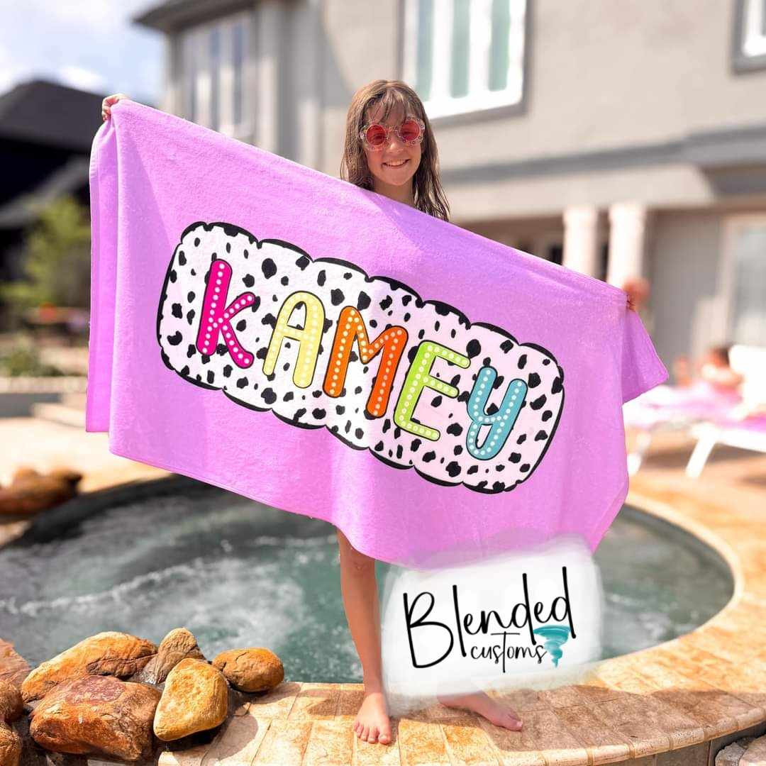 Personalized Dalmatian Dots Beach Towels