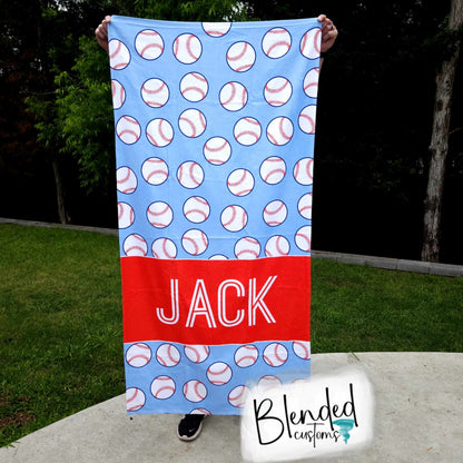 Personalized Baseball Beach Towel