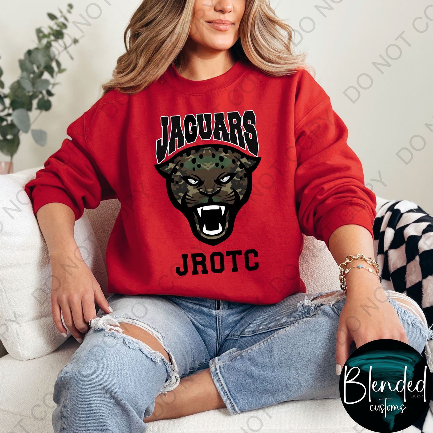Horn Jaguar Camo JROTC Crewneck - Exclusive Design by Blended Customs