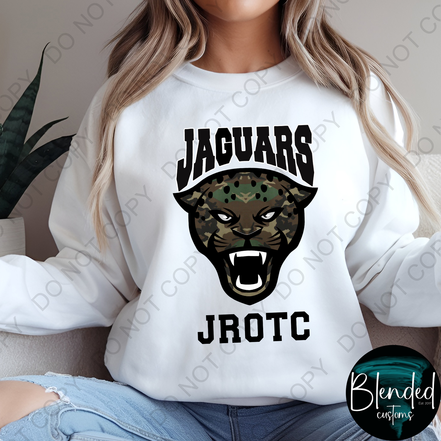 Horn Jaguar Camo JROTC Crewneck - Exclusive Design by Blended Customs