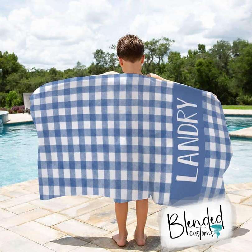 Gingham Personalized Beach Towel