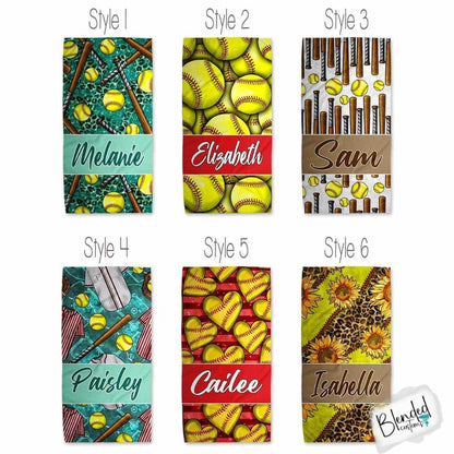 Personalized Softball Beach Towel