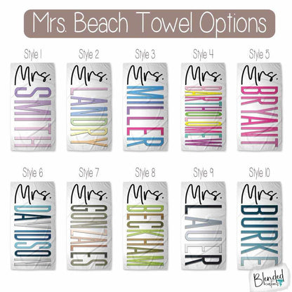Mrs. Personalized Beach Towel