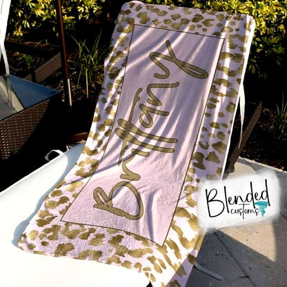Leopard Print Personalized Beach Towel