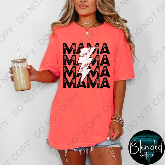 Mama Lightening Strike Baseball Shirt