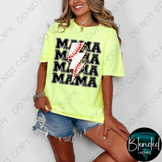 Mama Lightening Strike Baseball Shirt