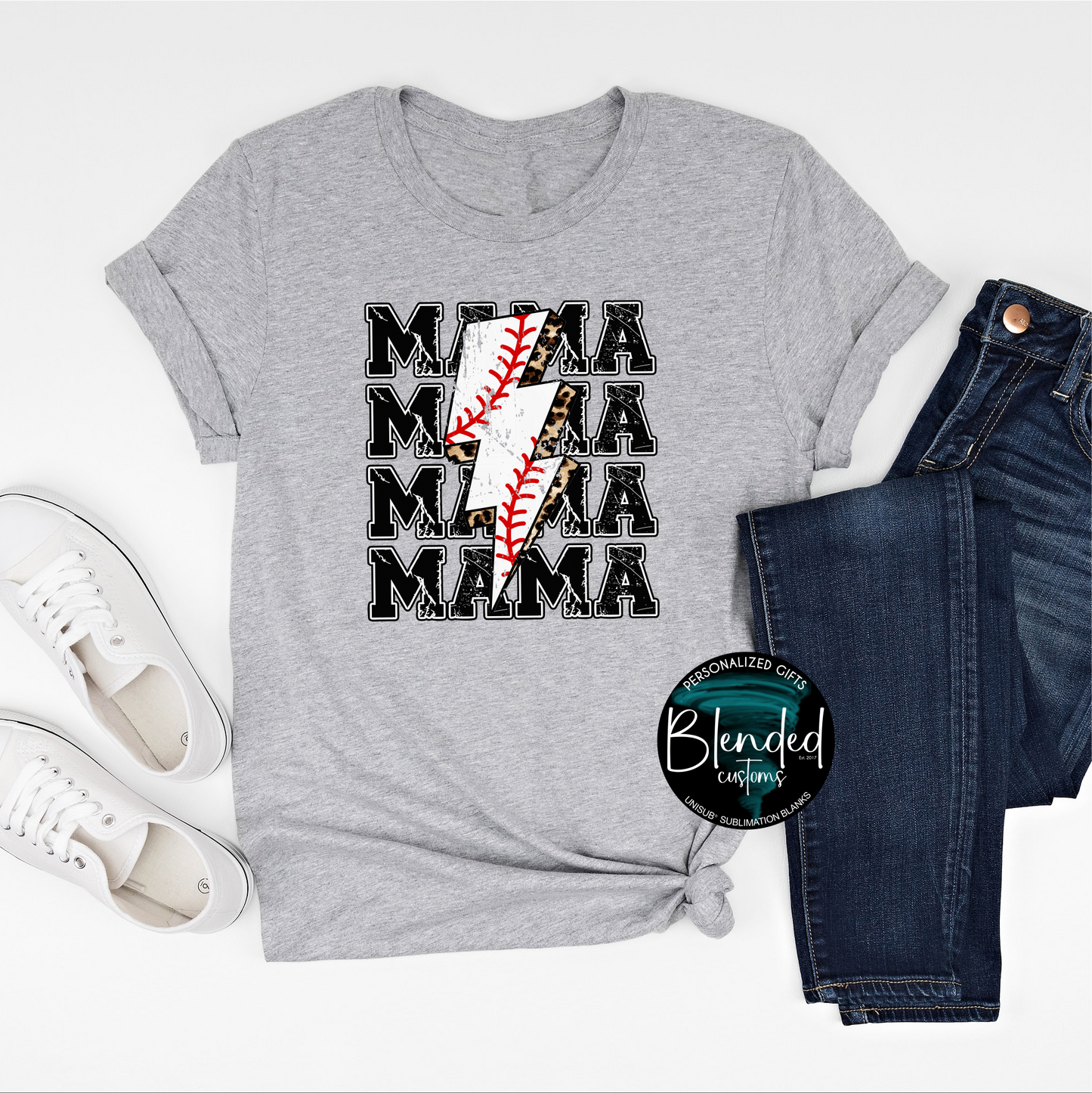 Baseball Mama Lightening Strike Shirt