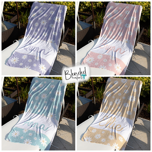 Personalized Daisy Beach Towels