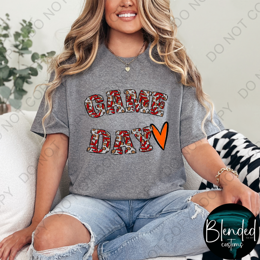 Game Day Orange Heart Shirt