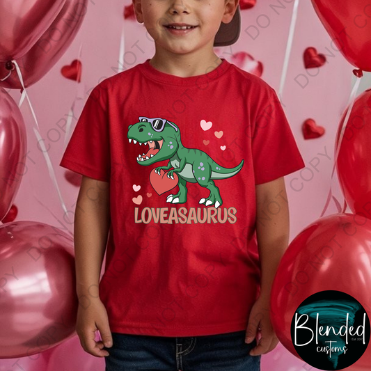 Kids Loveasaurus Valentine Shirt