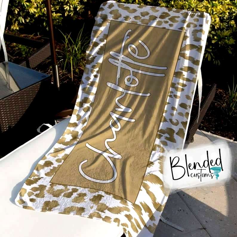 Leopard Print Personalized Beach Towel