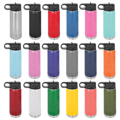 Custom Text Laser Engraved Water Bottle - Double Side Engraving