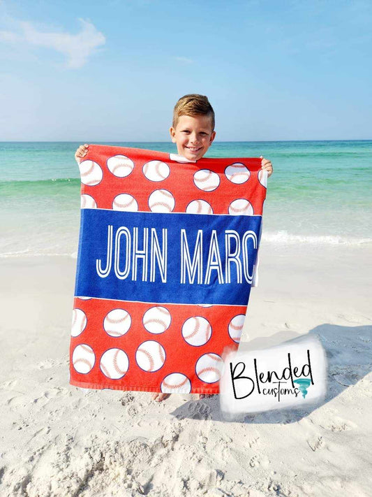 Personalized Baseball Beach Towel