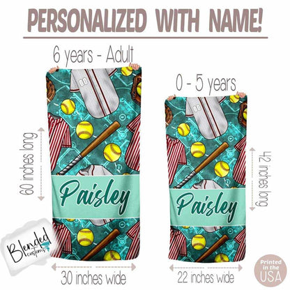 Personalized Softball Beach Towel