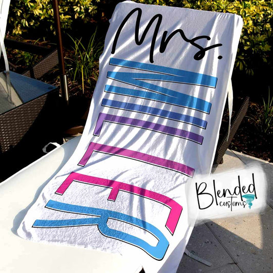 Mrs. Personalized Beach Towel