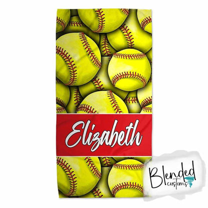 Personalized Softball Beach Towel