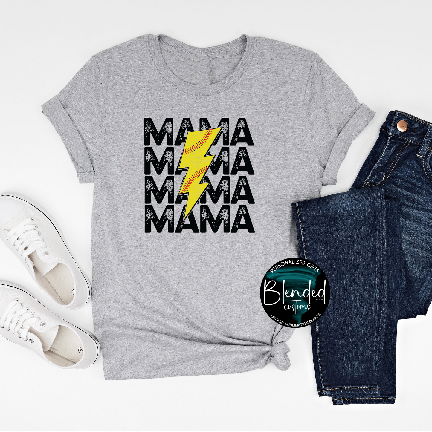 Softball Mama Lightening Strike Shirt