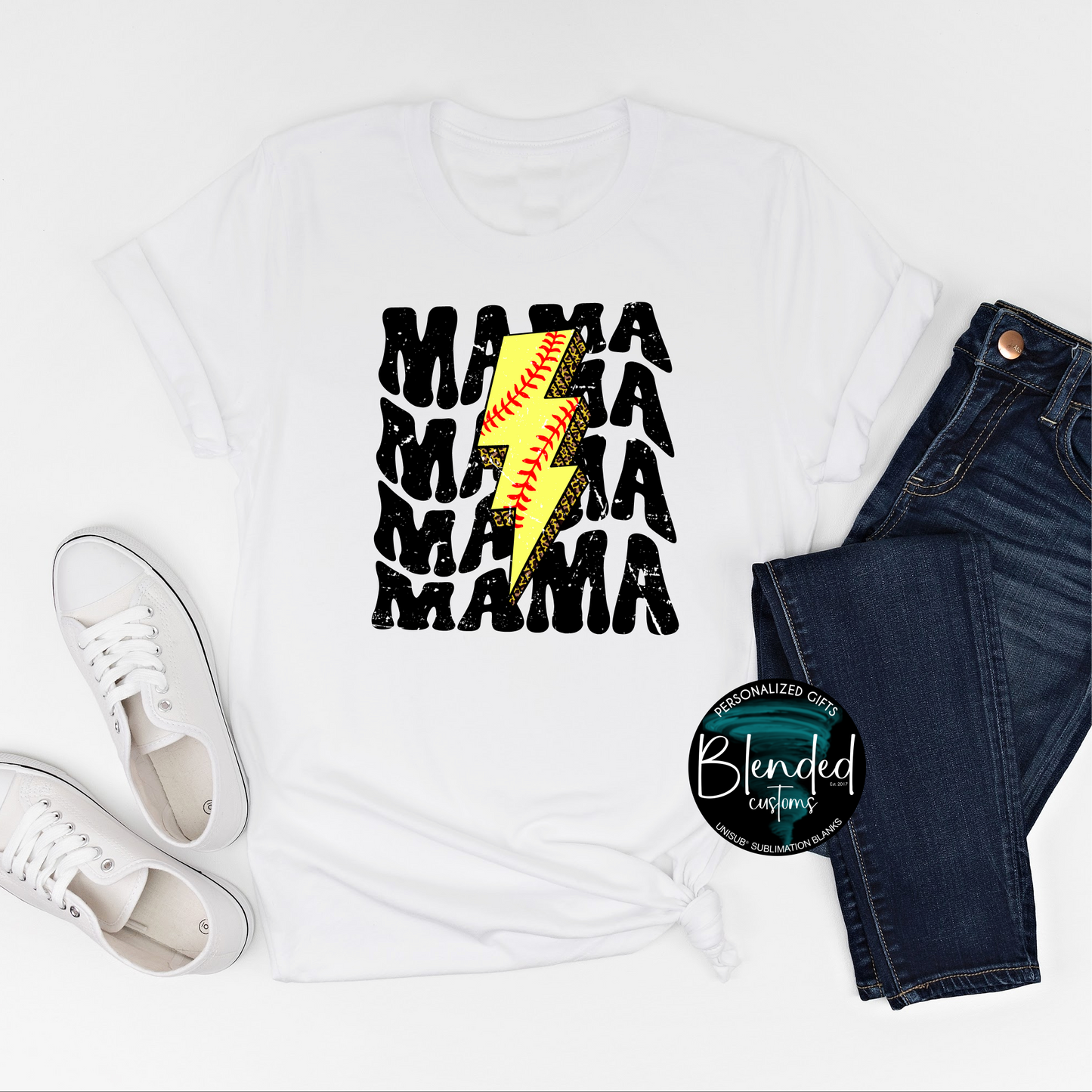 Softball Mama Lightening Strike Shirt