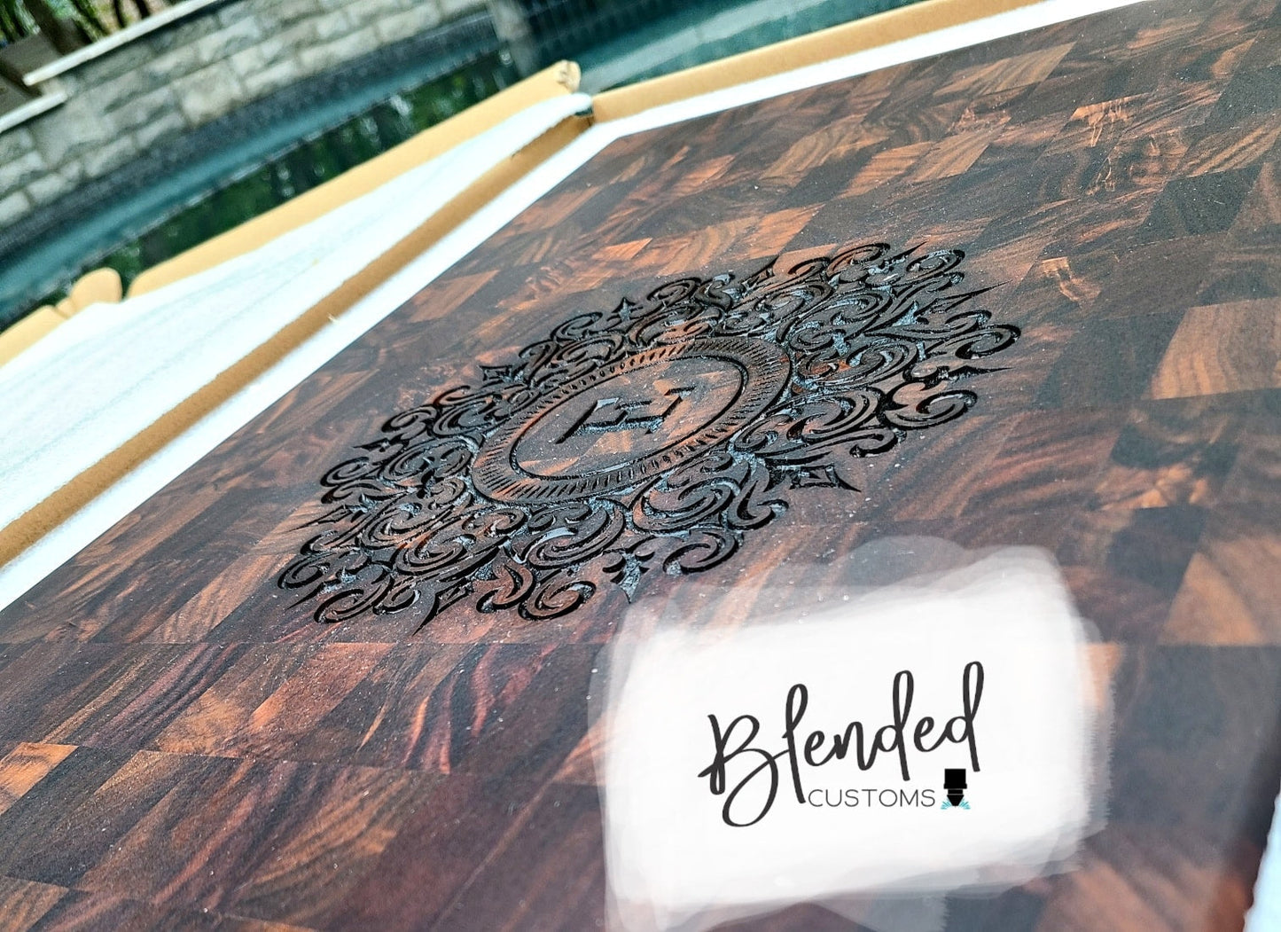 Black Walnut Laser Engraved Chopping Block