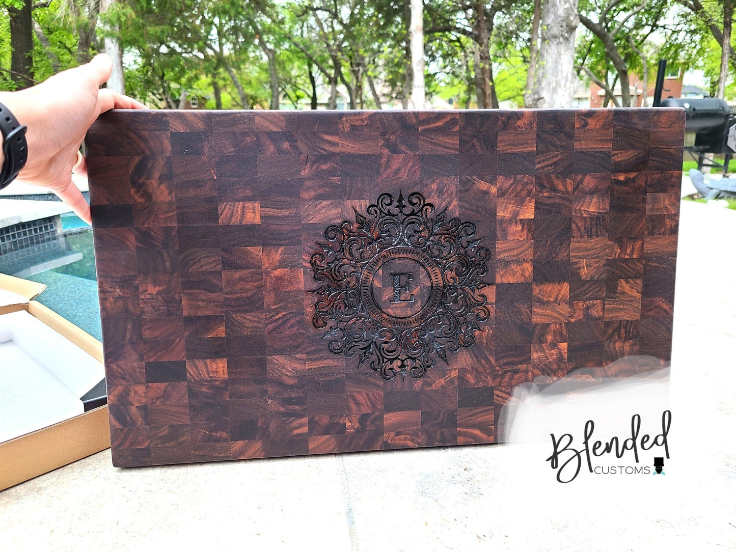 Black Walnut Laser Engraved Chopping Block